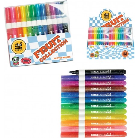 Tinta Unita ZOO 2025 Set 12 Pennarelli Profumati Glitter Marker Fruit Collection