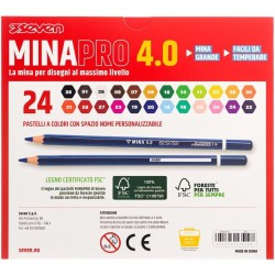 Seven Set Matite Colorate - Scatola da 24 pz - Confezione Pastelli Scuola, Ufficio - MINA 4.0