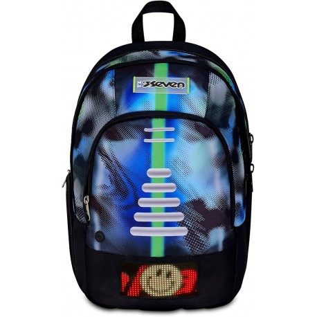 Seven Zaino Scuola Dual Write Down, Blu, Doppio Scomparto Da 31 Litri  Con Schermo Led Personalizzabile