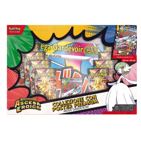 Pokémon collezione con poster premium di mega lucario-ex e mega gardevoir-ex