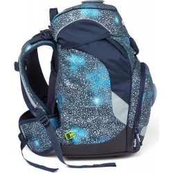Zaino scuola elementare Ergobag Prime ergonomico Orso Galassie, blu e argento